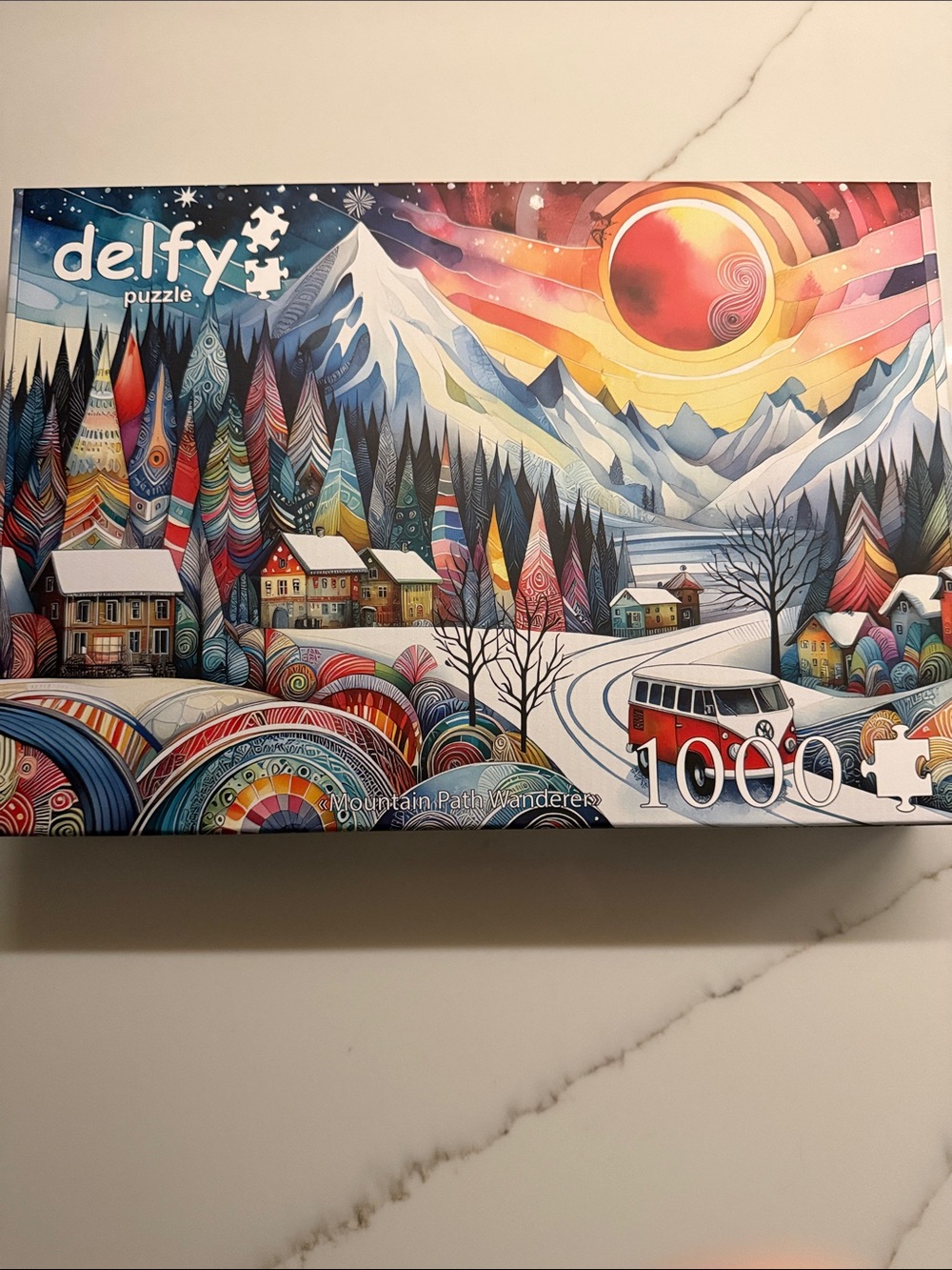 Delfy 1000-Piece 'Mountain Path Wanderer' Puzzle - Colorful Scenic Artwork